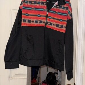Trendy Black and Red Patterned Women's Top